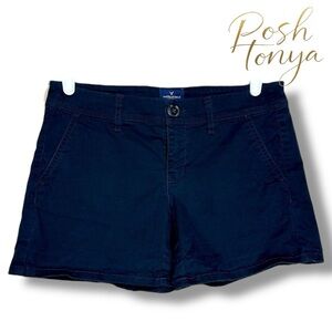 American Eagle Black Midi Shorts Stretch Size 2 Coastal Resort Casual